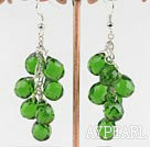 Lovely Manmade Deep Green Teardrop Crystal Earrings With Fish Hook