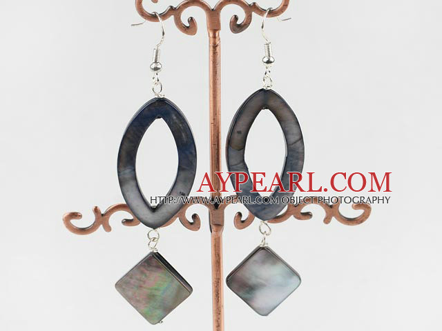 Fashion Black Lip Shell Dangle Earrings With Fish Hook