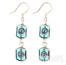 Lovely Blue Glass Beads Dangle Earrings With Fish Hook
