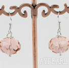 Wholesale Simple Style Pink Czech Crystal Ball Dangle Earrings With Fish Hook