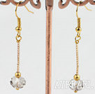 Lovely Manmade White Crystal With Golden Stick Charm Earrings Fish Hook