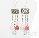 Vintage Style 3-Color Drop Shape Crystal Earrings With Fish Hook