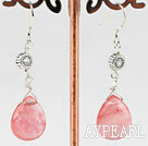 Wholesale Lovely Cherry Quartz Loop Metal Charm Dangle Earrings With Fish Hook