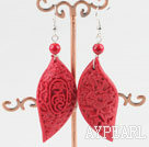 Fashion Red Cinnaba Pepper Shape Dangle Earrings With Fish Hook
