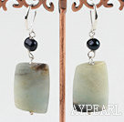 Wholesale Large Square Amazon Stone Bead Dangle Earrings