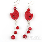 Discount Fashion Red Cinnaba Bird Shape Dangle Earrings With Fish Hook