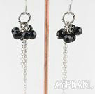 Nice Long Chain Loop Style Cluster Black Crystal Ball Dangle Earrings With Fish Hook