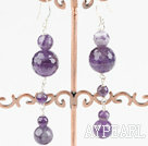 Fashion Natural Amethyst Bead Dangle Earrings With Fish Hook