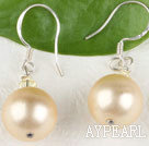 Fashion Round Champagne Seashell And Crystal Drop Earrings With Fish Hook