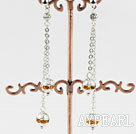 Discount Lovely Long Chain Loop Style Colored Rinestone Dangle Studs Earrings 