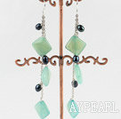 dangling style blue jasper and pearl earrings
