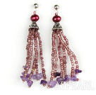 new style purple red pearl and crystal earrings 