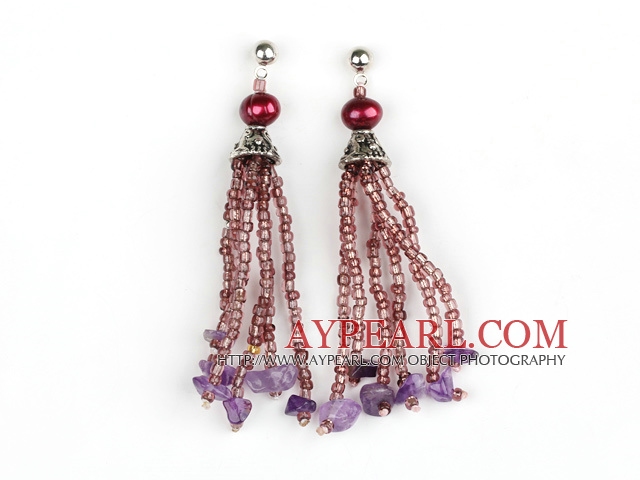 new style purple red pearl and crystal earrings 