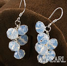 Lovely Manmade Cluster Opal Crystal Dangle Earrings With Fish Hook
