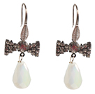 Wholesale Beautiful Fashion Drop Shape Opal Dangle Earrings With Rhinestone Bow