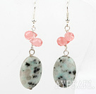 Wholesale Lovely Cherry Quartz And Oval Shape Lazulite Dangle Earrings With Fish Hook