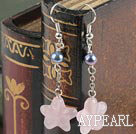 Wholesale black pearl and starfish shape rose quartze earrings