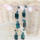 Wholesale Nice Long Style Round And Rectangle Phoenix Stone Loop Dangle Earrrings With Fish Hook