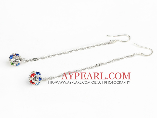 dangling style manmade diamond ball earrings