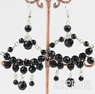 Fashion Chandelier Black Crystal Ball Dangle Earrings With Fish Hook