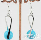 Lovely Simple Style Blue Turquoise And Twisted Loop Metal Charm Earrings With Fish Hook