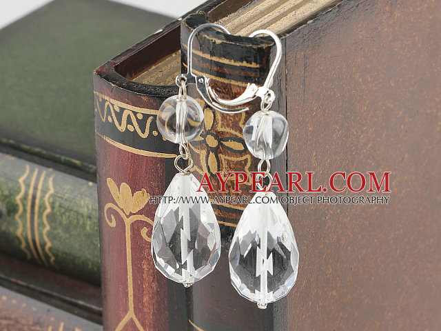 Lovely White Teardrop Crytal Dangle Earring With Lever Back Hook