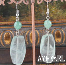 Simple Large Iolite Green Jade Dangle Earrings With Fish Hook