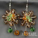 Fashion Style Champagne Series Champagne with Colorful Crystal Flower Earrings