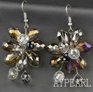 Fashion Style Brown Series Brown with Colorful Crystal Flower Earrings