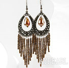 Wholesale Vintage Style Brown Crystal Tassel Earrings