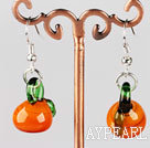 Nice Short Style Orange Berry Shape Colored Glaze Loop Earrings With Fish Hook