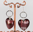 Reddish brown colored glaze heart earrings