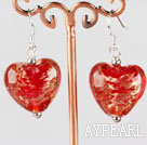 Nice Red Heart Shape Colored Glaze Dangle Earrings With Fish Hook
