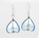 light blue heart shape colored glaze earrings