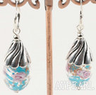 lovely hand drawn blue colored glaze earrings 