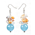 Beautiful Design Cyanite Multi Color Cluster Crystal Pearl Dangle Earrings