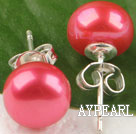 8-8.5 mm cultured natural fresh water dyed rose pink pearl studs