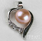 beautiful purple fresh water pearl heart pendant with rhinestone( no chains)