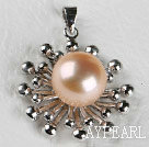 Lovely 9-10Mm Pink Freshwater Pearl Pendant Without Chains