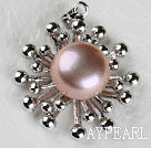 Lovely Purple Freshwater Pearl Metal Charm Pendant Without Chains