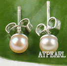 4-4.5mm cultured natural pink fresh water pearl studs