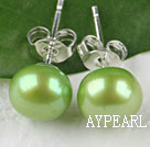 8-8.5 mm green fresh water pearl studs
