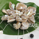wonderful white pearl and shell flower brooch
