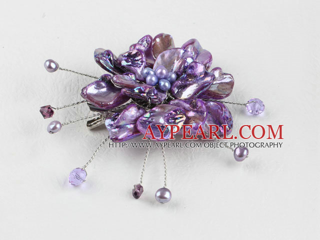 wedding jewelry admirably purple pearl and shell flower brooch