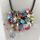 beautiful 17.7 inches colorful pearl and shell flower necklace