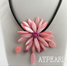 17.7 inches light pink shell flower necklace with magnetic clasp
