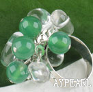 Wholesale Fashion Cluster Style White Clear Crystal And Green Aventurine Adjustable Ring