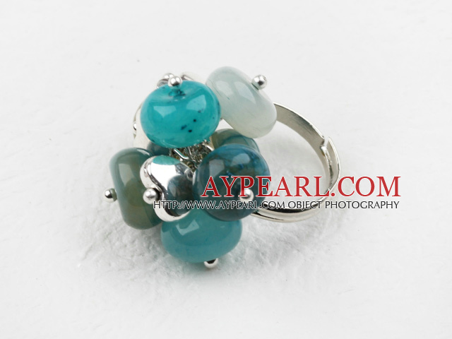 Classic Design Assorted Blue Jade Adjustable Ring