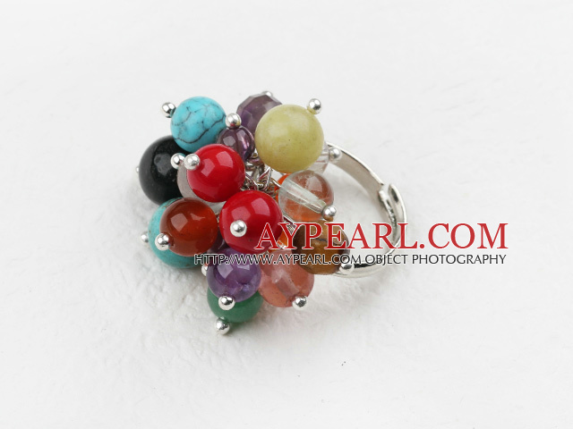 Classic Design Assorted Multi Stone and Crystal Adjustable Ring