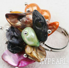 Classic Design Assorted Multi Color Teeth Shape Pearl Adjustable Ring